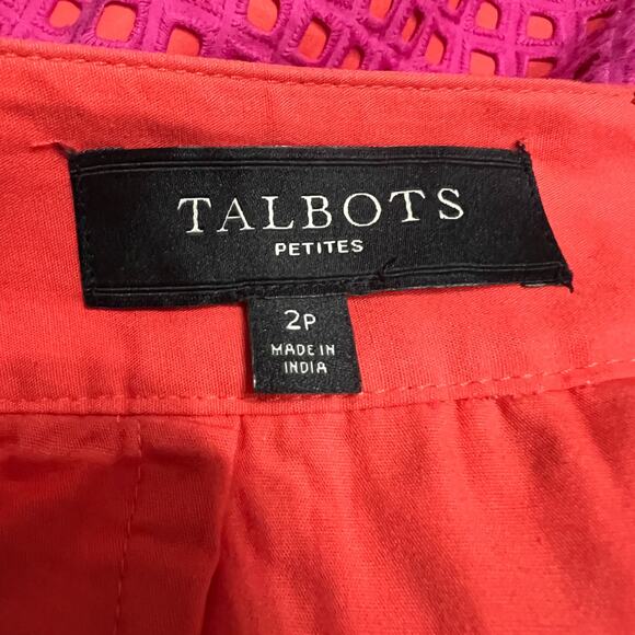 Talbots Skirt Womens 2 P Lattice Pencil Knee Skirt Magenta Orange Cotton Petite - Picture 6 of 6